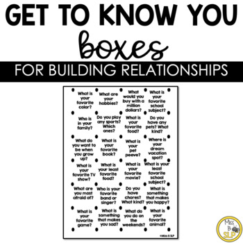 Preview of FREE Get to know You Boxes Game