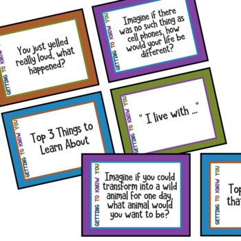 FREE Getting to Know You Conversation Starter Task Cards | TPT