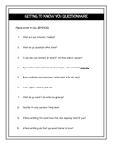 FREE Getting to Know You Student Questionnaire