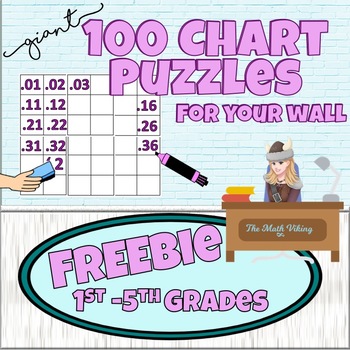 Preview of FREE Giant  WALL SIZE Blank Hundred Chart 120 Charts Hundredths Math Decor