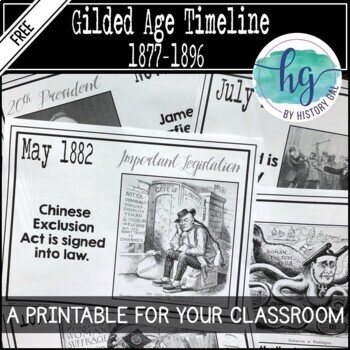 Preview of FREE Gilded Age Timeline Printable for Bulletin Boards and History Classes