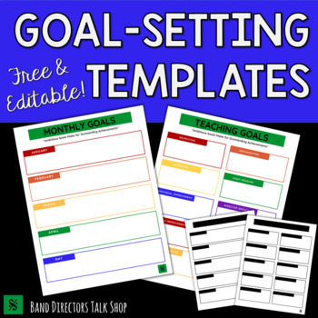 Preview of FREE Goal Setting Templates- Editable!