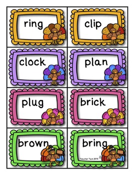 Thanksgiving Games CVC Words, Blends, and Digraphs by Teacher Tam