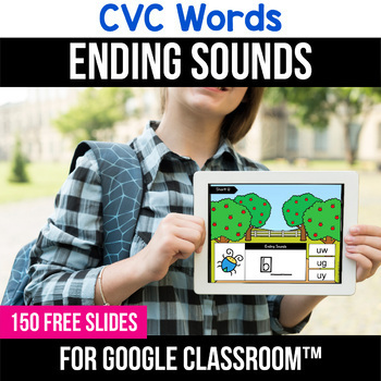Preview of FREE Google Classroom Distance Learning Packets CVC Word Worksheets