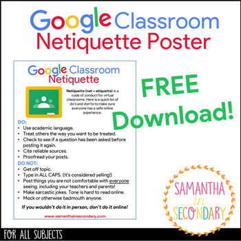 netiquette classroom poster google subject