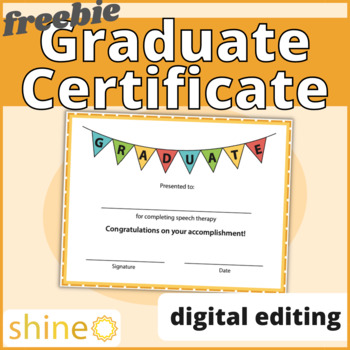 FREE Graduation Certificate Speech Therapy Graduate Diploma End of