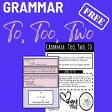 FREE Grammar: Too, Two, To Worksheet