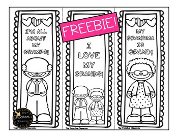 Preview of FREE Grandparents' Day Bookmarks!