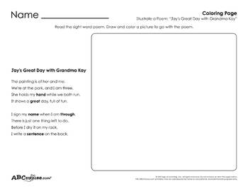 Preview of FREE Grandparents' Day Coloring Page and Sight Word Poem