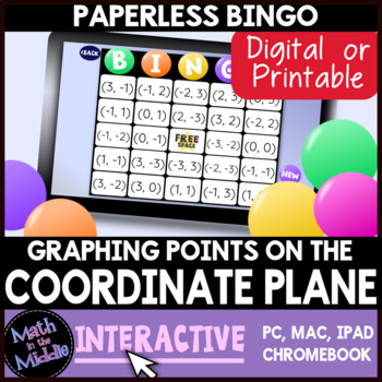 Preview of FREE Graphing Points on the Coordinate Plane Digital Bingo Game - Paperless
