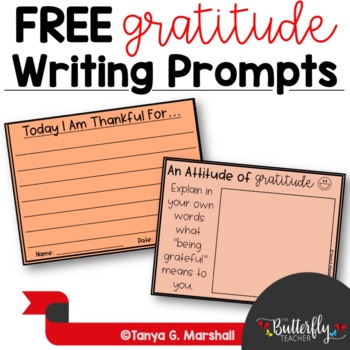 Preview of FREE Gratitude Writing Prompts + How to Show Thankfulness Easel Assessment