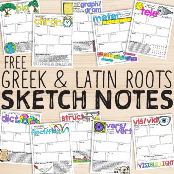 Preview of FREE Greek and Latin Roots Sketch Notes