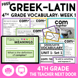 FREE Greek and Latin Vocabulary for 4th Grade - Week 1 "CO
