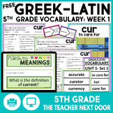 FREE Greek and Latin Vocabulary for 5th Grade - Week 1 "CU