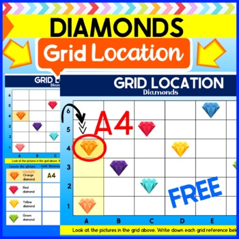 Preview of FREE Grid Location digital worksheet (Diamonds grid reference activity)