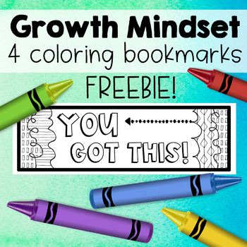 Preview of FREE!  Growth Mindset Coloring Bookmarks!  Positive Thinking Freebie