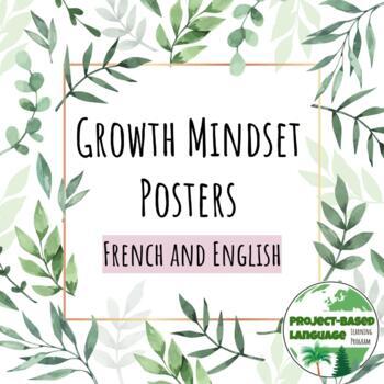 Preview of FREE Growth Mindset Posters in English and French
