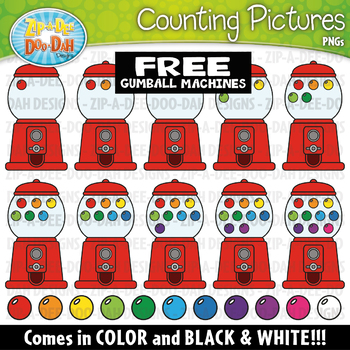 Preview of FREE Gumball Machine Counting Pictures Clipart {Zip-A-Dee-Doo-Dah Designs}