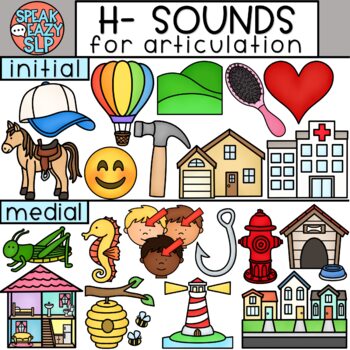 Preview of FREE H Sounds Clip Art for Articulation + Speech Therapy + Phonics