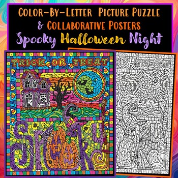 Preview of FREE HALLOWEEN Color-by-Letter Picture Puzzle & Collaborative Posters