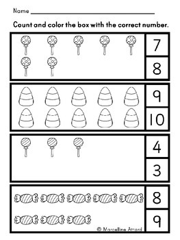 Halloween Math Worksheet Kindergarten Preschool Numbers 1-10 Freebees Printable