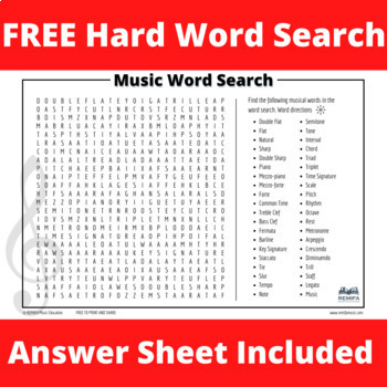 Preview of FREE - HARD MUSIC WORK SEARCH - This will keep your students busy for hours.