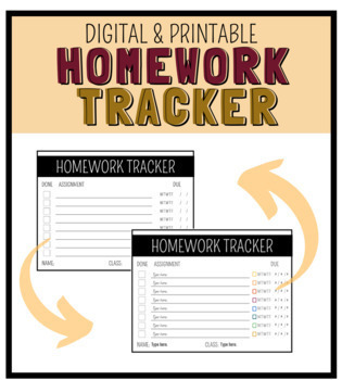 homework tracker aesthetic