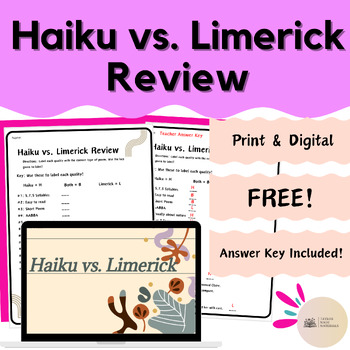 Preview of FREE Haiku vs. Limerick Review: Paper & Digital