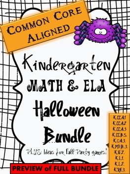 Preview of FREE PREVIEW for Halloween Kindergarten Math and ELA Bundle