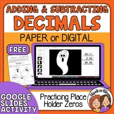 FREE Halloween Math Adding and Subtracting Decimals Google