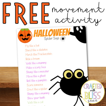 Printable Halloween the Spider Says Simon Says (Instant Download) 