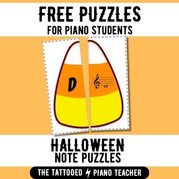 Preview of FREE Halloween Music Game | Music Theory Puzzles | Notes on the Staff
