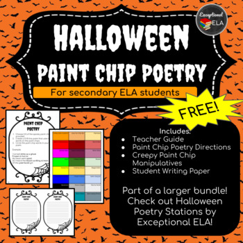 Preview of FREE: Halloween Paint Chip Poetry for Secondary ELA!