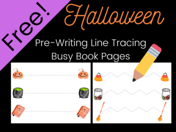 Preview of FREE! Halloween Pre-WRITING Line TRACING Busy Book Activity Toddler/Preschool