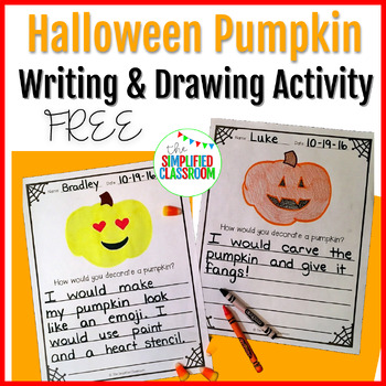 Preview of FREE Halloween Pumpkin Writing Paper Activity