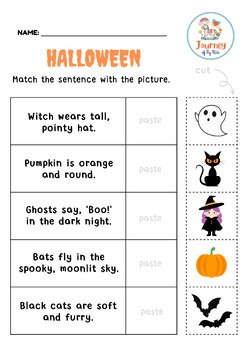 FREE Halloween Reading Comprehension | Cut and Paste Activity | TPT