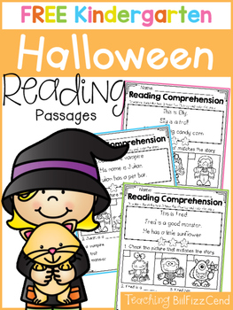 free kindergarten reading comprehension halloween edition tpt