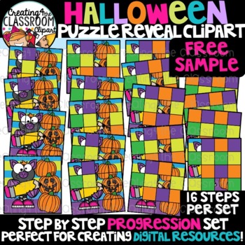 Preview of FREE Halloween Reveal Puzzle Clipart {Digital Puzzles Clipart}