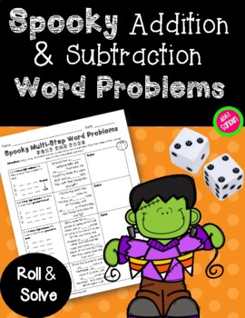 Preview of FREE! Spooky Roll the Dice Addition and Subtraction Multi-Step Word Problems