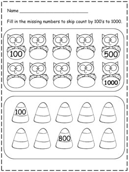 halloween skip counting by 2 5 10 and 100 worksheets tpt