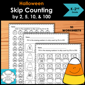 Preview of Halloween Skip counting by 2, 5, 10 and 100 worksheets
