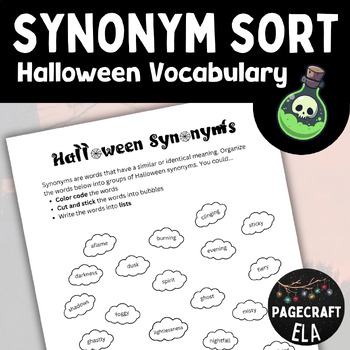 Preview of FREE Halloween Synonyms | Color Coding Lists | Active Learning and Pre-Writing