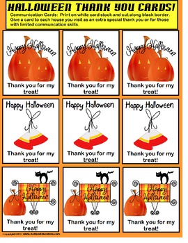 Preview of FREE Halloween Thank You Cards for Trick or Treating for Autism and NonVerbal