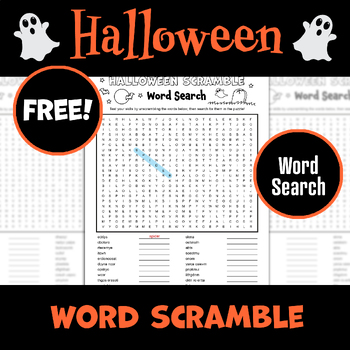 Preview of FREE | Halloween Word Search Scramble | Unscramble Words | October Word Search