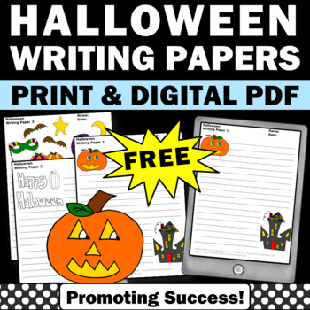 Preview of FREE Lined Halloween Writing Papers