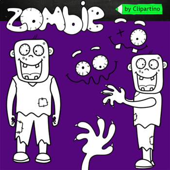Preview of FREE Halloween clipart: Zombie, Zombie hand, eyes black white