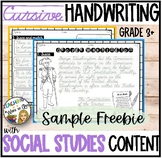 FREE Handwriting Practice with Social Studies Passages CURSIVE