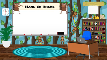 Preview of FREE "Hang in there" Monkey themed Virtual Classroom Background