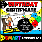 FREE Happy Birthday Certificate | Music Themed Birthday Ce