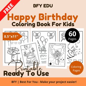 Preview of FREE*Happy Birthday* Coloring Pages For Kids 8.5x11 5 pages